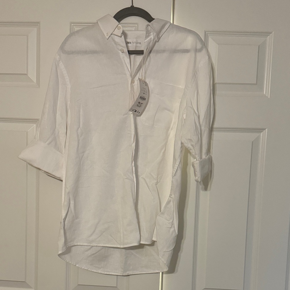 Zara Men's White Button Down Shirt